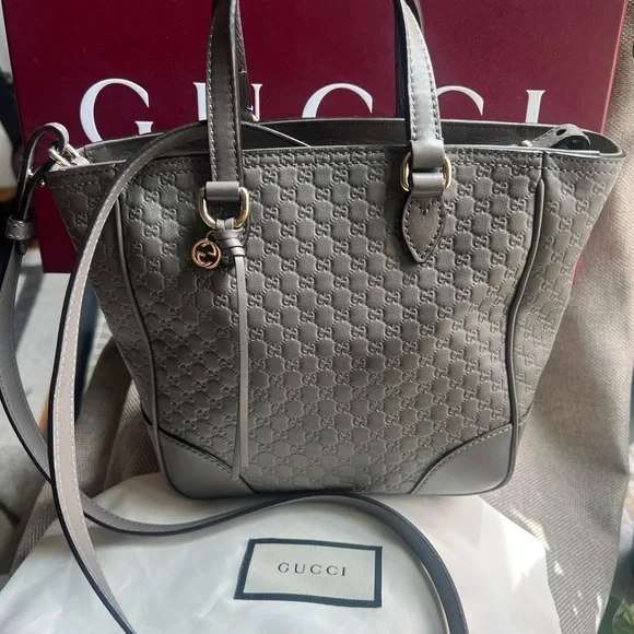 Gucci Gray Guccissima Leather Tote Bag